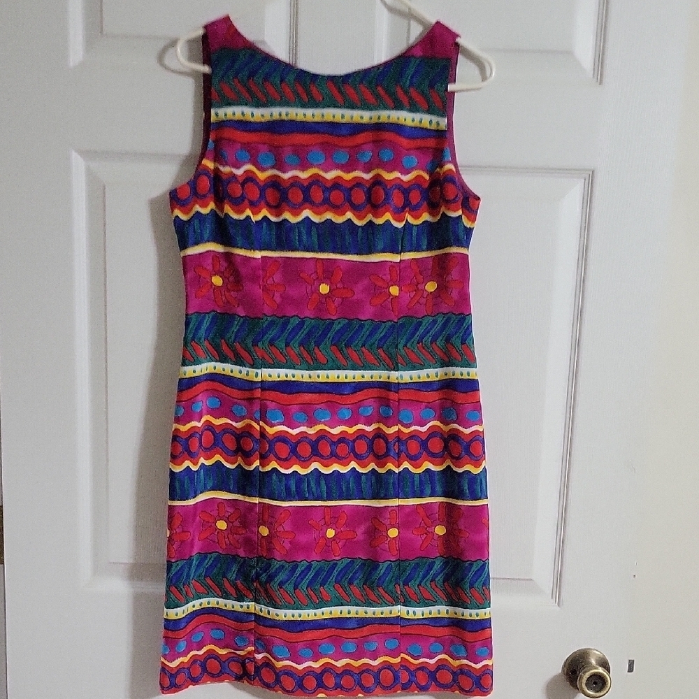 Jessica Howard Vibrant Multicolor Patterned Sheath Dress Floral Striped
